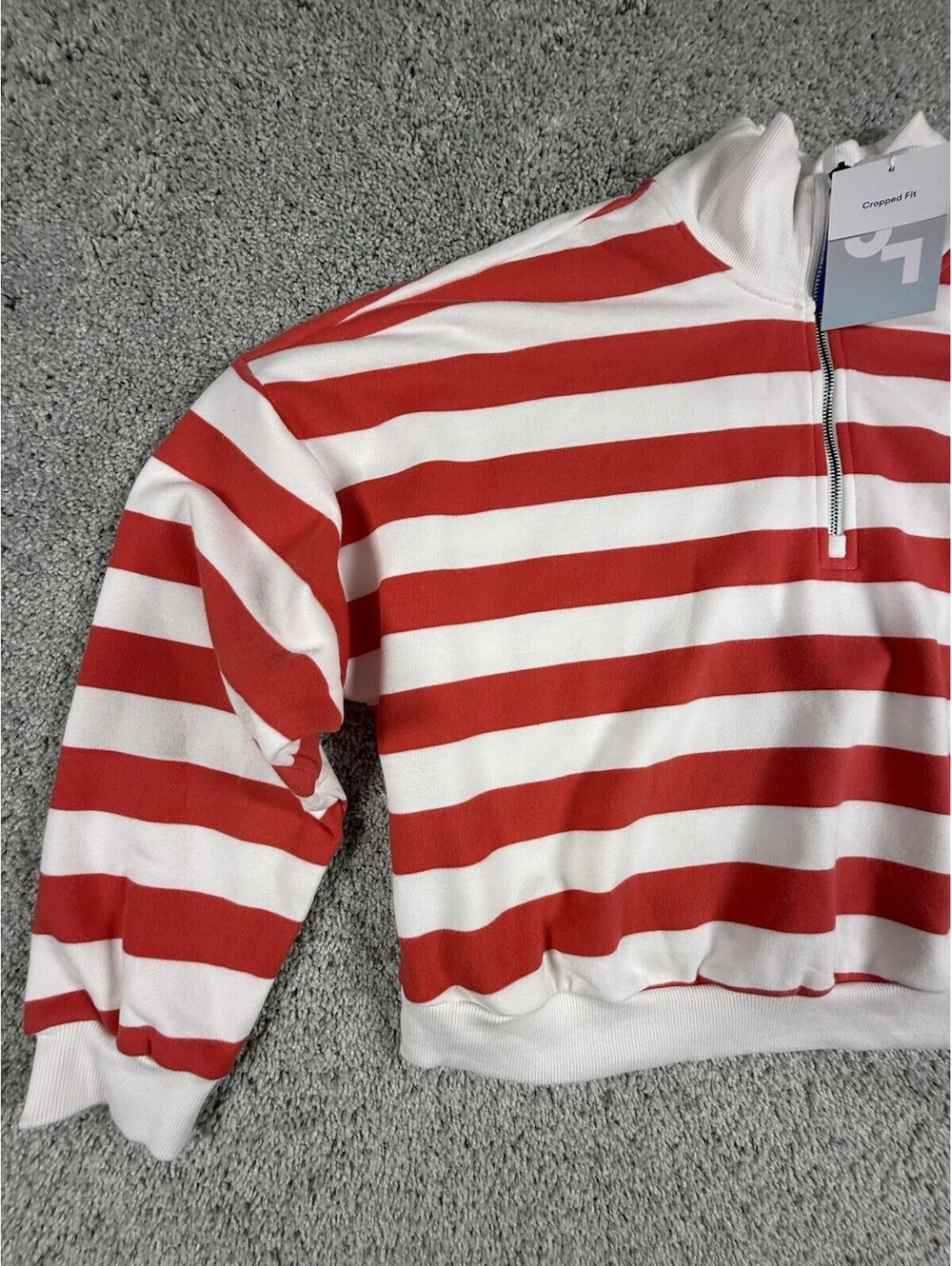 NWT JoyLab Women's Ultra Soft Sweatshirt XXL Striped - Red Berry & White Stripe - Picture 5 of 10